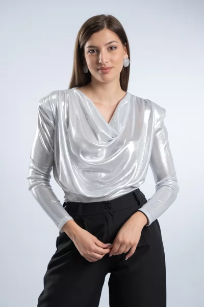 Κορμάκι Ντραπέ Foil Ασημί