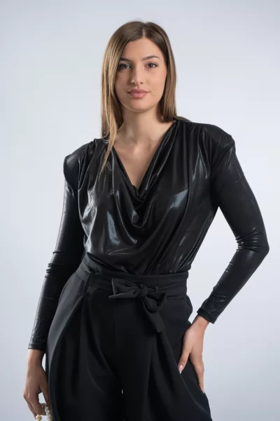 Κορμάκι Ντραπέ Foil Μαύρο