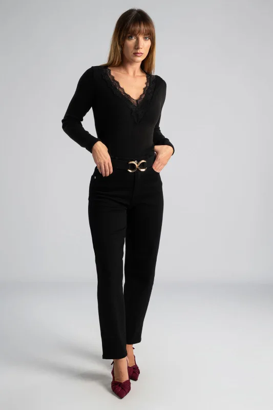 Κορμάκι Πλεκτό Δαντέλα Λαιμόκοψη