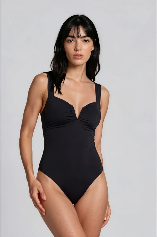 Ruffle Cups Strap Bodysuit 