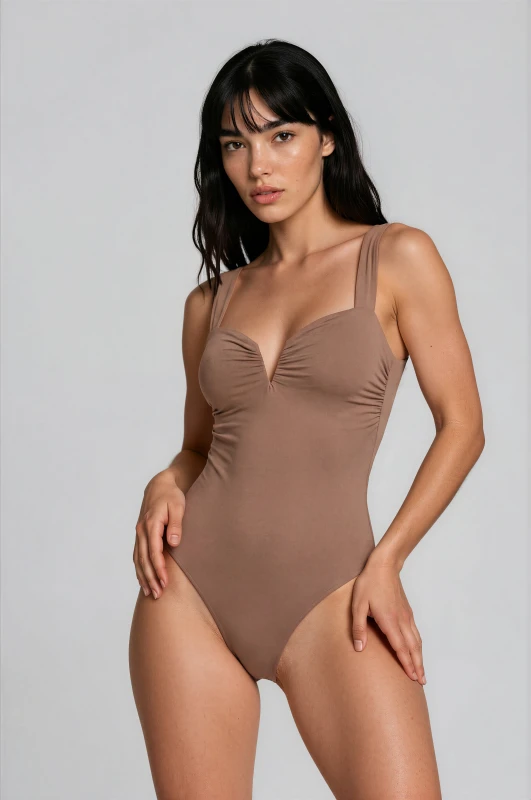 Ruffle Cups Strap Bodysuit 