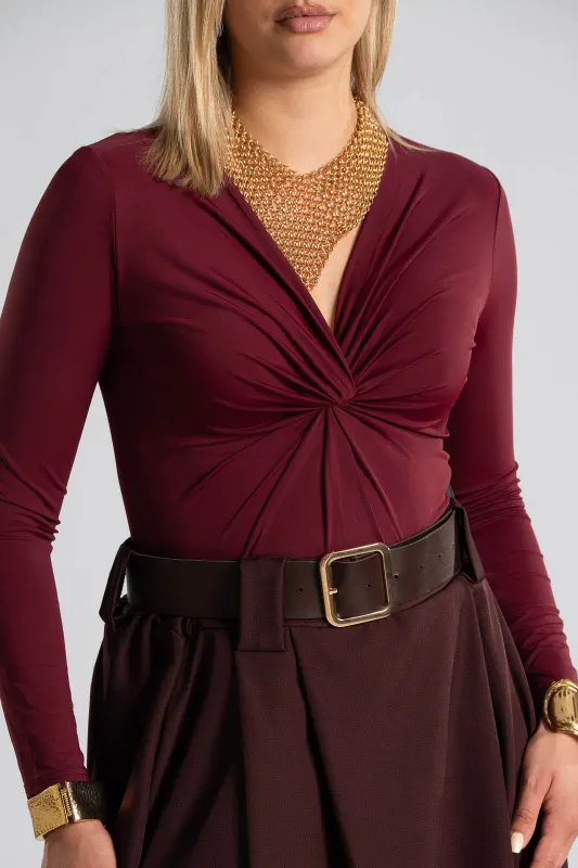 Bodysuit Twist V Neckline 