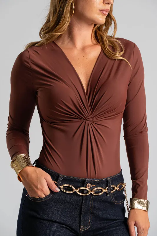 Bodysuit Twist V Neckline 