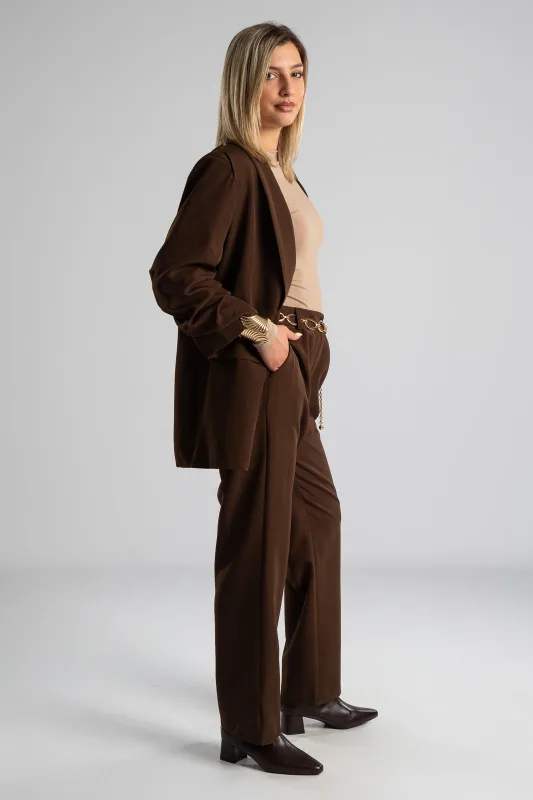 Suit Solid Color Ruffle Sleeve 