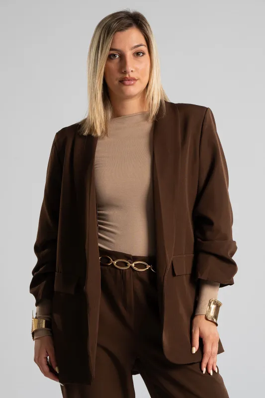 Suit Solid Color Ruffle Sleeve 