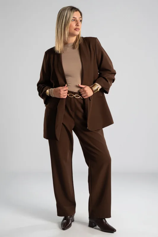 Suit Solid Color Ruffle Sleeve 