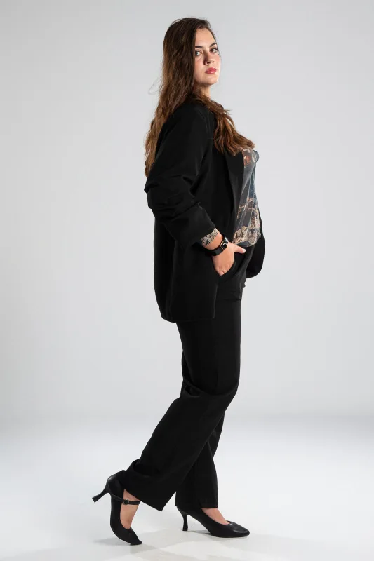 Suit Solid Color Ruffle Sleeve 