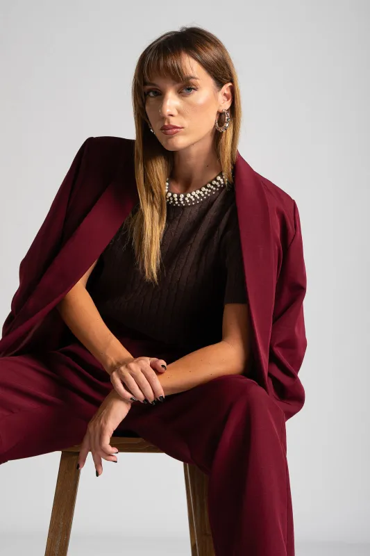 Suit Solid Color Ruffle Sleeve 