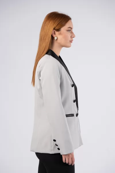 Suit Satin Details Black-Grey