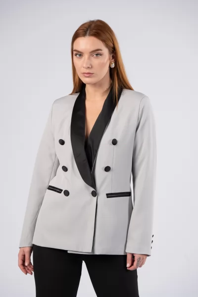 Suit Satin Details Black-Grey