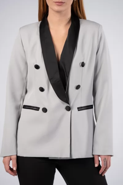 Suit Satin Details Black-Grey