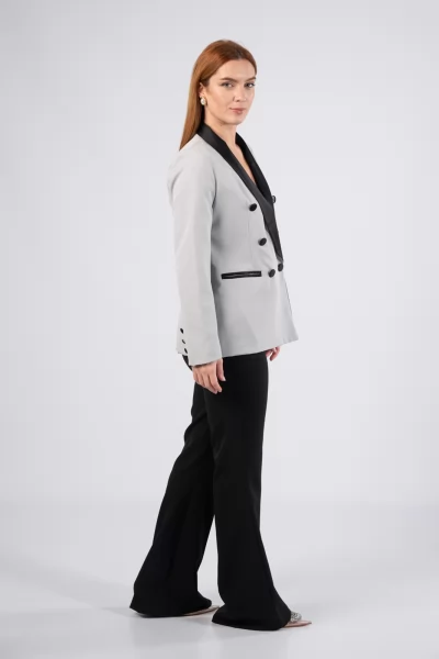 Suit Satin Details Black-Grey