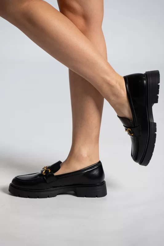 Leatherette Loafers Buckle