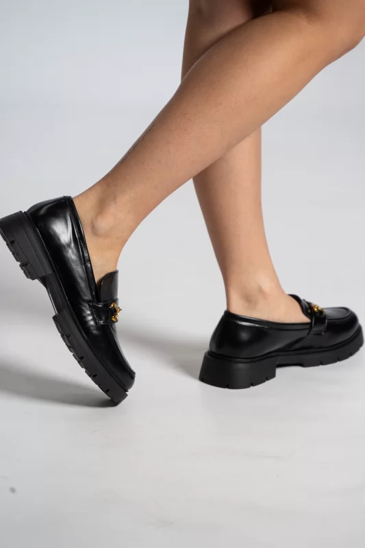 Leatherette Loafers Buckle