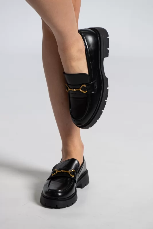 Leatherette Loafers Buckle