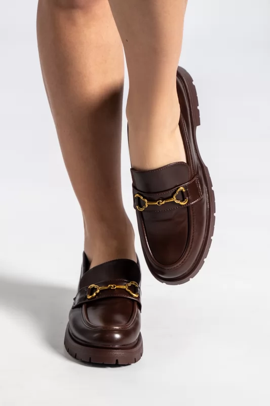 Leatherette Loafers Buckle