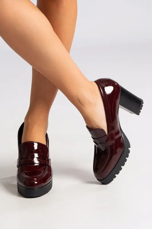 Loafers Patent Leatherette Block Heels