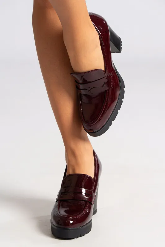 Loafers Patent Leatherette Block Heels