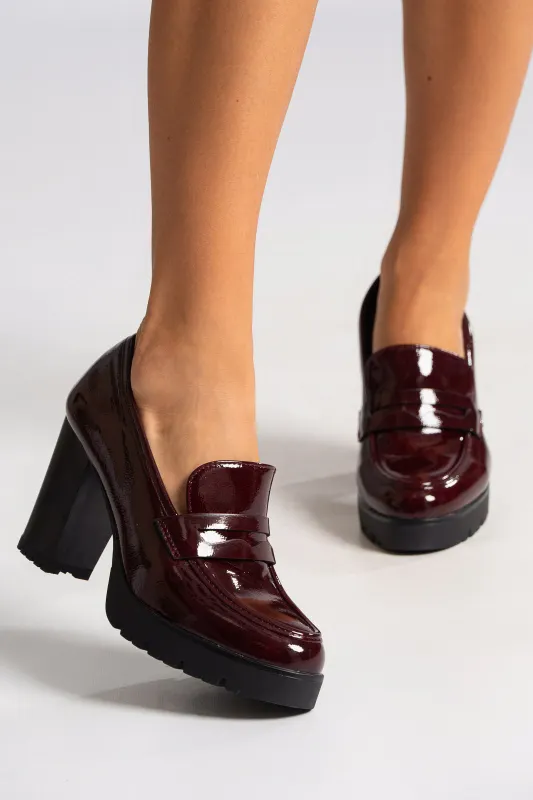 Loafers Patent Leatherette Block Heels