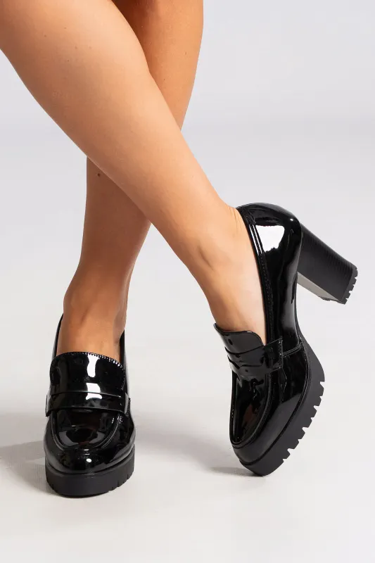 Loafers Patent Leatherette Block Heels