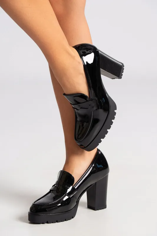 Loafers Patent Leatherette Block Heels