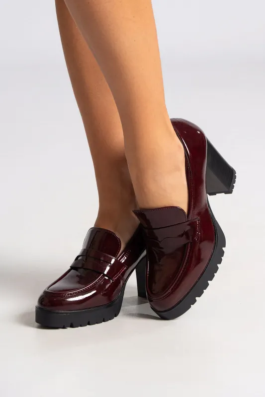 Loafers Patent Leatherette Block Heels