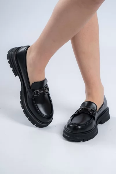 Loafers Μεταλλική Αγκράφα Μαύρα