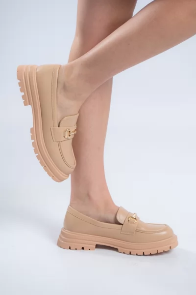 Loafers Μεταλλική Αγκράφα Μπεζ