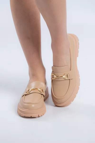 Loafers Μεταλλική Αγκράφα Μπεζ