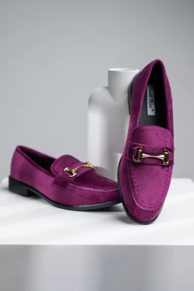 Loafers Σουέτ Horsebit Μελιτζανί