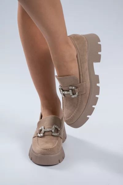 Loafers Σουέτ Horsebit Στρας Άμμου