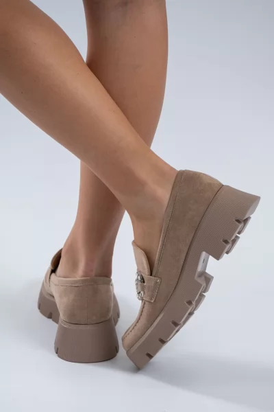 Loafers Σουέτ Horsebit Στρας Άμμου