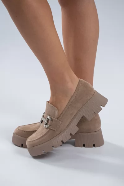 Loafers Σουέτ Horsebit Στρας Άμμου