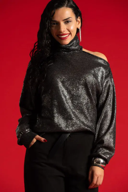 Lurex Blouse One Shoulder 