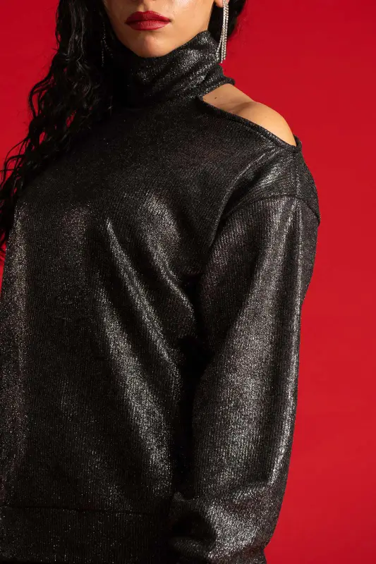 Lurex Blouse One Shoulder 