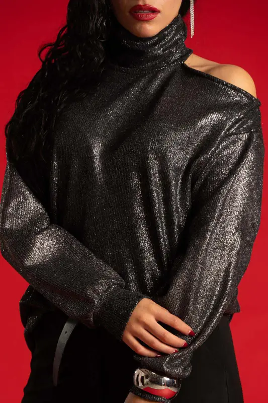 Lurex Blouse One Shoulder 