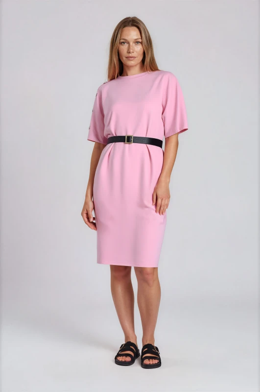 Midi Dress Decorative Shoulder Buttons