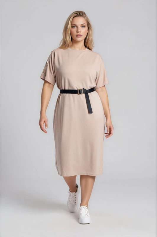 Midi Dress Decorative Shoulder Buttons