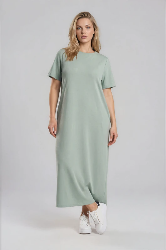 Minimal Maxi Dress Necklace Pockets 