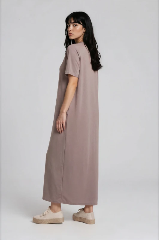 Minimal Maxi Dress Necklace Pockets 