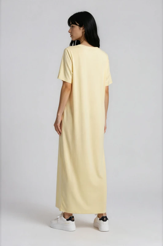 Minimal Maxi Dress Necklace Pockets 