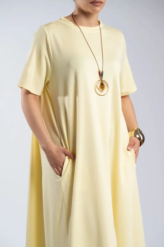 Minimal Maxi Dress Necklace Pockets 