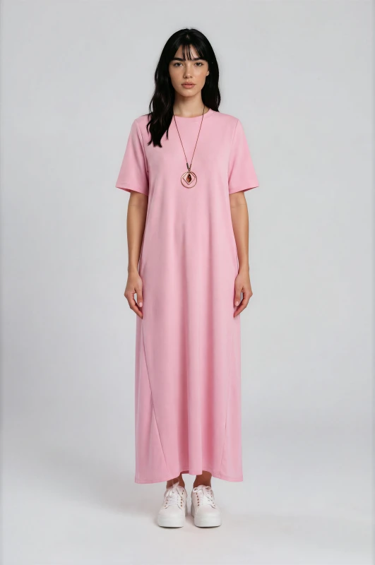 Minimal Maxi Dress Necklace Pockets 