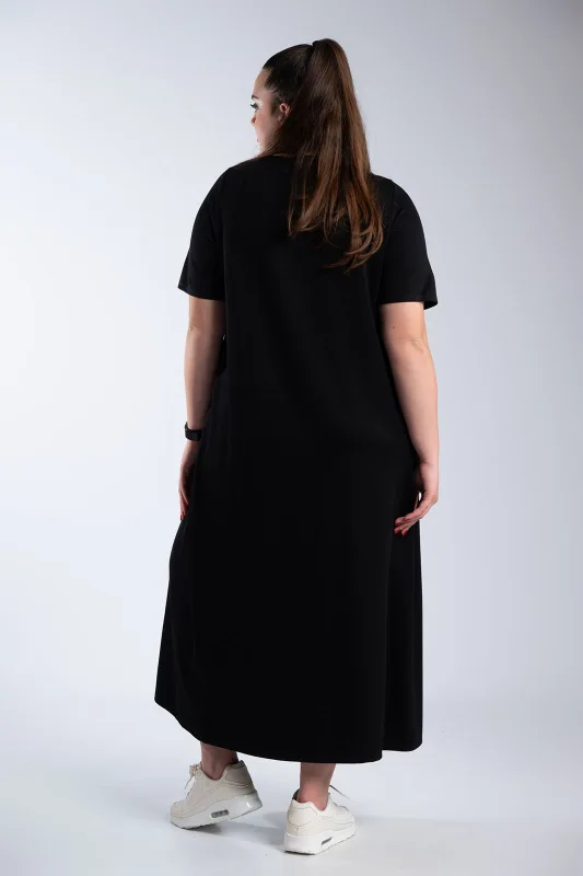 Minimal Maxi Dress Necklace Pockets 
