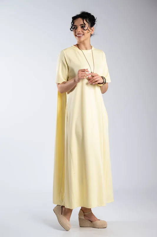 Minimal Maxi Dress Necklace Pockets 