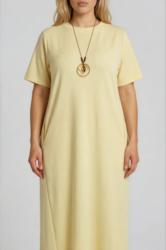 Minimal Maxi Dress Necklace Pockets 
