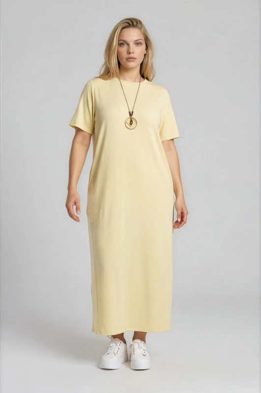 Minimal Maxi Dress Necklace Pockets 