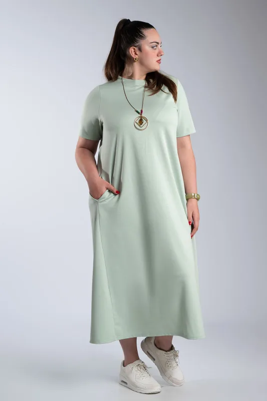 Minimal Maxi Dress Necklace Pockets 