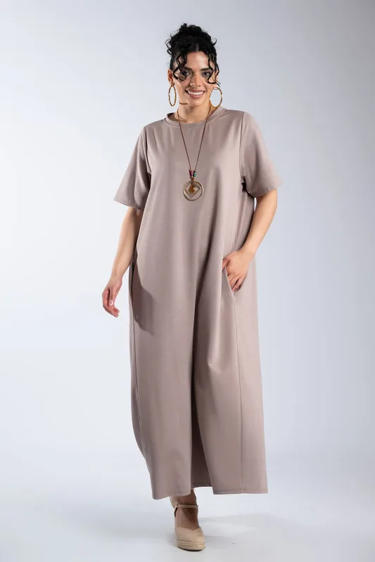 Minimal Maxi Dress Necklace Pockets 