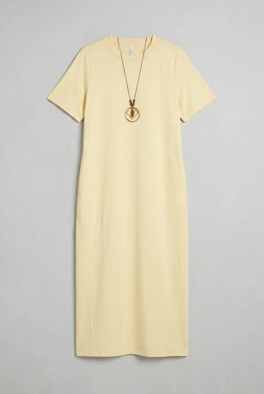 Minimal Maxi Dress Necklace Pockets 